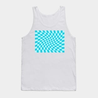 Twisted Checkered Square Pattern - Sky Blue Tones Tank Top